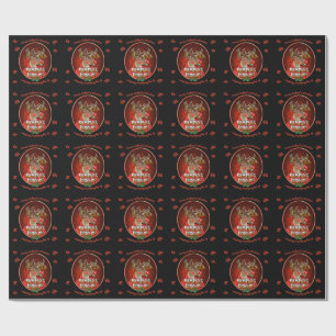 Papier Cadeau Papier d'emballage rouge glacé Rampant Rudolph mar