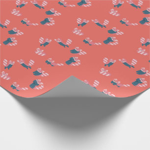Papier Cadeau Papier d'emballage rouge saumoné de motif de panda