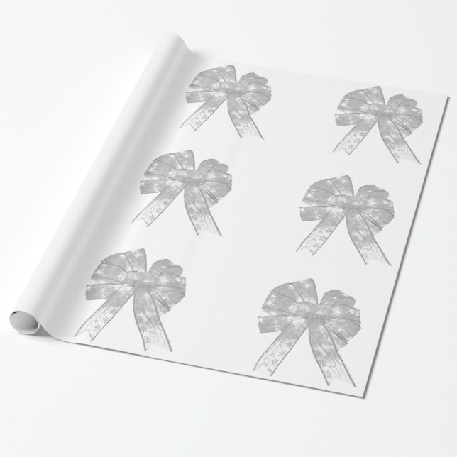 Papier Cadeau Papier d'emballage Rubans Blancs (Déroulé)