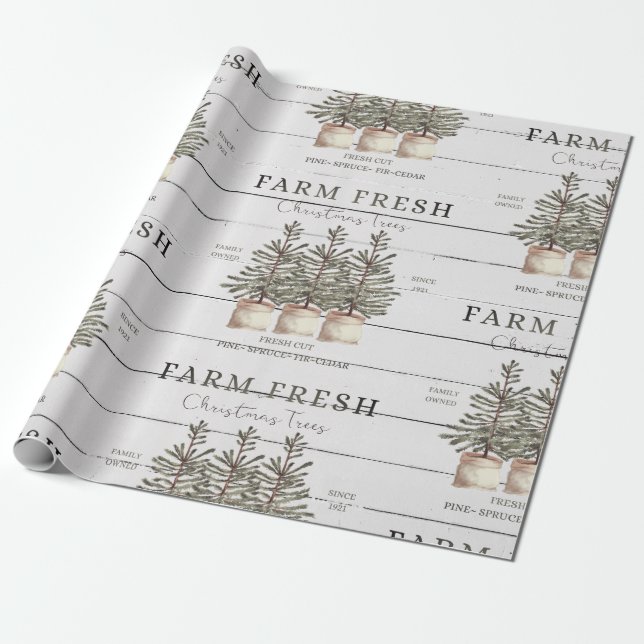 Papier Cadeau Papier d'emballage rustique de l'arbre de Noël (Déroulé)
