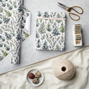 Papier Cadeau Papier d'emballage rustique de sapin de Noël