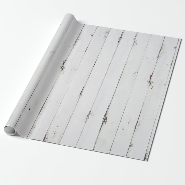 Papier Cadeau Papier d'emballage ton bois blanc rustique (Déroulé)