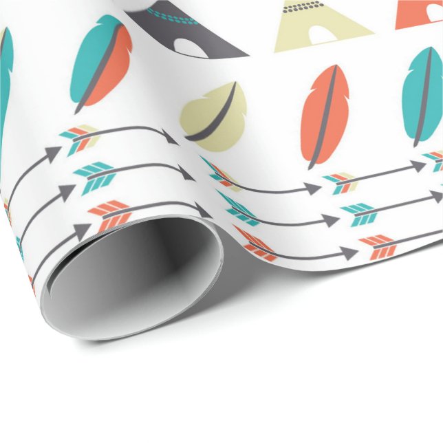 Papier Cadeau Papier d'emballage - Tribal Teepee (Coin rond)