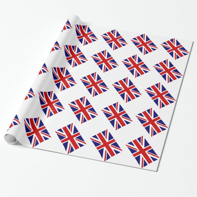 Papier Cadeau Papier d'emballage Union jack avec drapeau britann (Déroulé)
