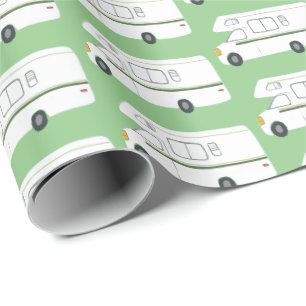 Papier Cadeau Papier d'emballage vert Retro Camper Motorhome