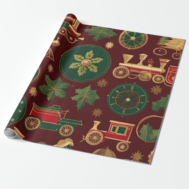 Papier Cadeau papier d'emballage victorien de noël (Déroulé)