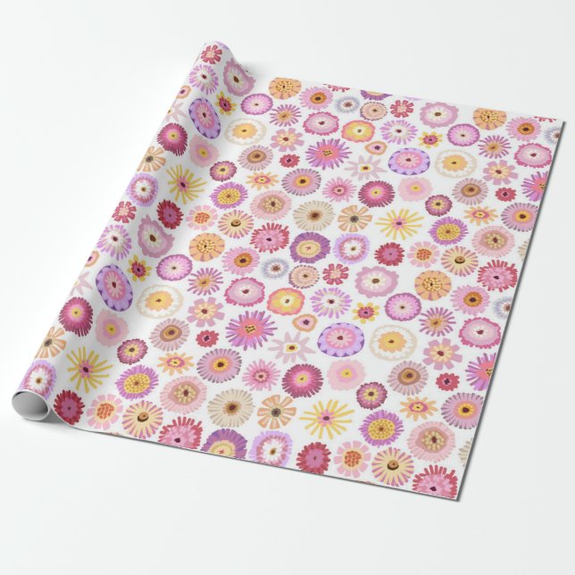 Papier Cadeau Papier d'emballage Zinnias (Déroulé)