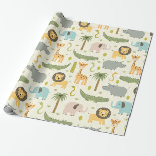Papier Cadeau Papier d'emballage - Zoo Party
