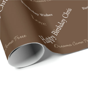 Papier Cadeau Papier d'enlèvement d'anniversaire Brown Nom perso
