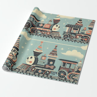 Papier Cadeau Papier d'enlèvement d'anniversaire du train