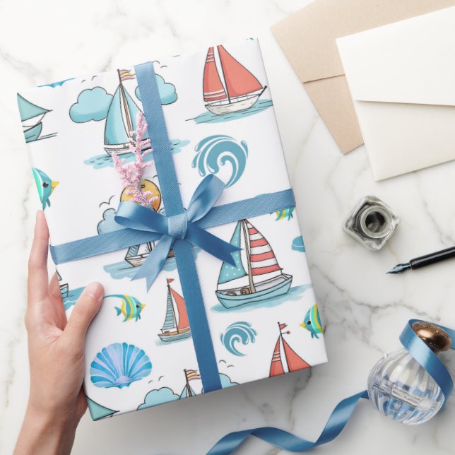 Papier Cadeau Papier d'enlèvement de bateau à voile (Cadeaux)