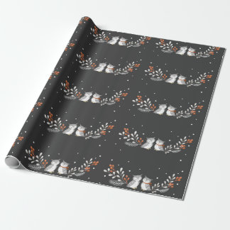 Papier Cadeau Papier d'enlèvement de Chouettes d'hiver