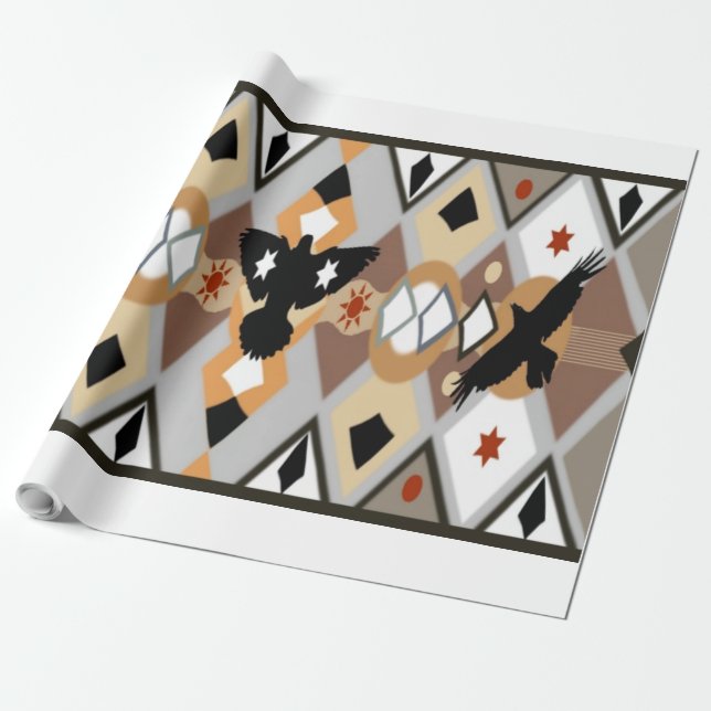 Papier Cadeau Papier d'enlèvement de corbeau amérindien (Déroulé)