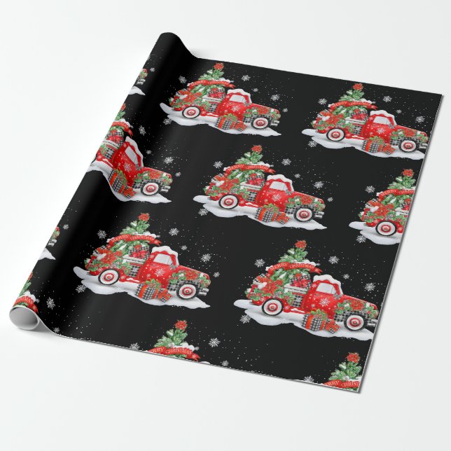 Papier Cadeau Papier d'enlèvement de Noël de Camion Rouge (Déroulé)
