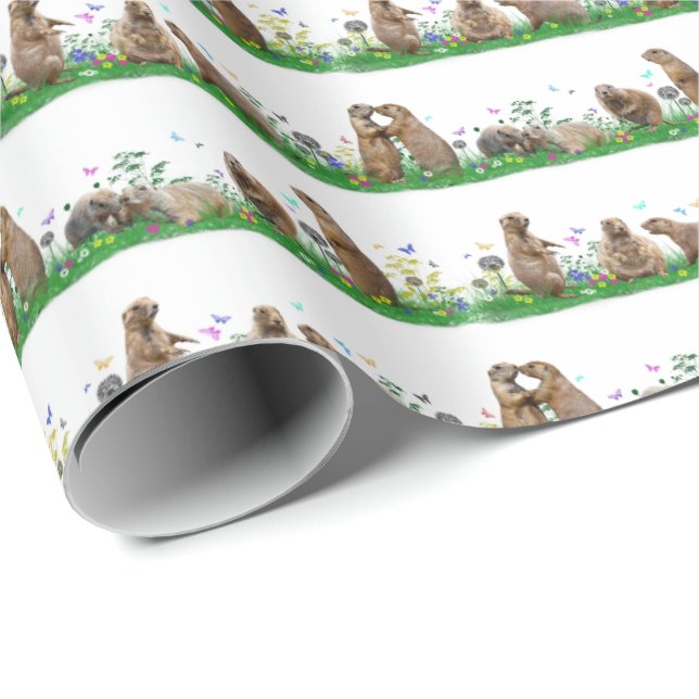 Papier Cadeau Papier d'enlèvement de prés de chien des Prairies  (Coin rond)