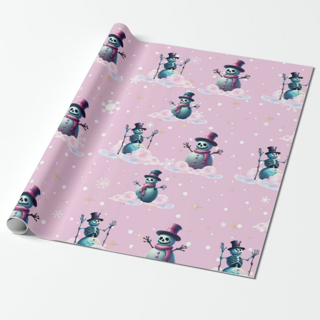 Papier Cadeau Papier d'enneigement rose gothique (Déroulé)