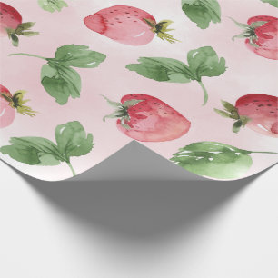Papier Cadeau Papier d'enrobage aux fraises roses
