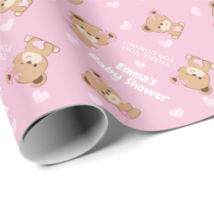 Papier Cadeau Papier d'enrobage baby shower avec poussette pour 