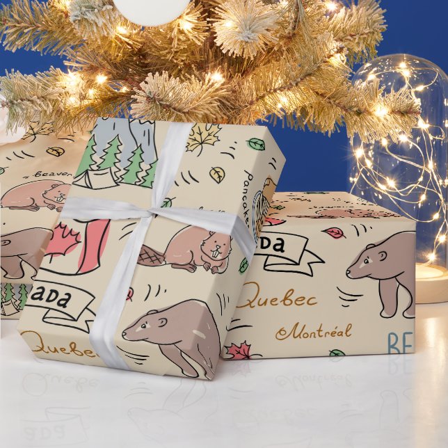 Papier Cadeau Papier d'enrobage de canicules canadiens (Vacances)