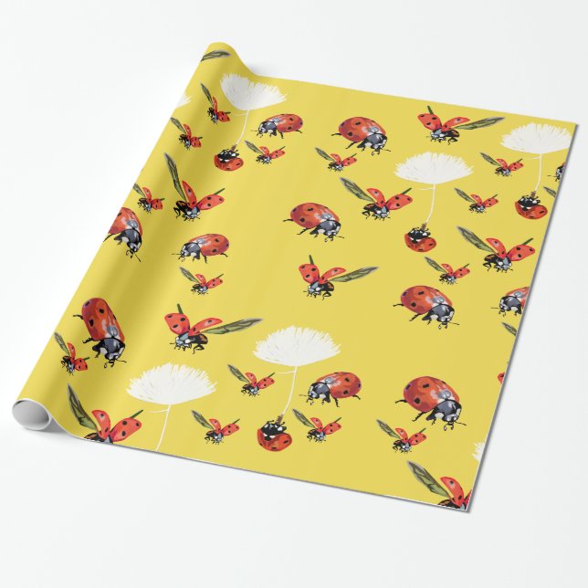 Papier Cadeau Papier d'enrobage de coccinelle (Déroulé)