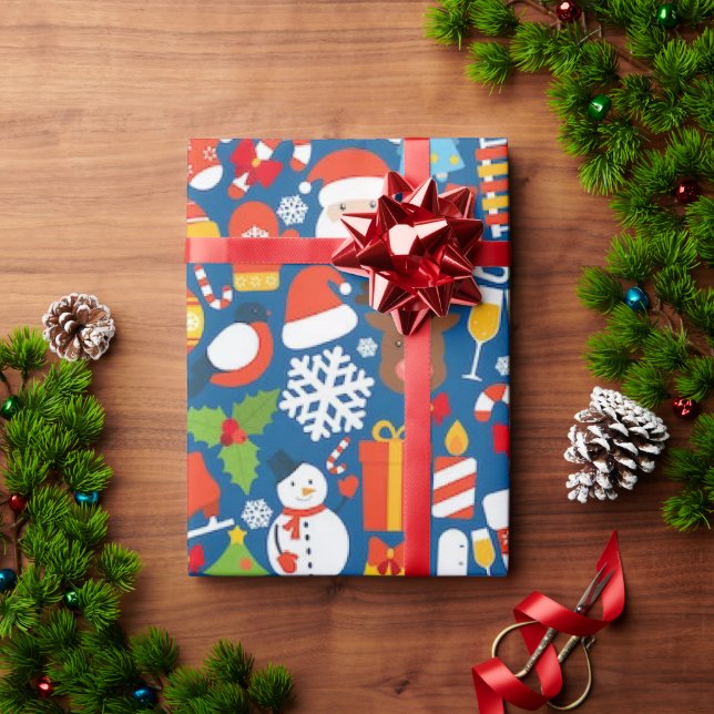 Papier Cadeau Papier d'enrobage de la saison père Noël 30"x6" (Cadeau de vacances)