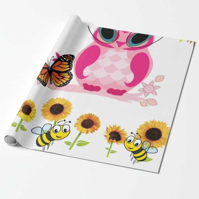 Papier Cadeau Papier d'enrobage de matte de la chouette de tourn (Déroulé)