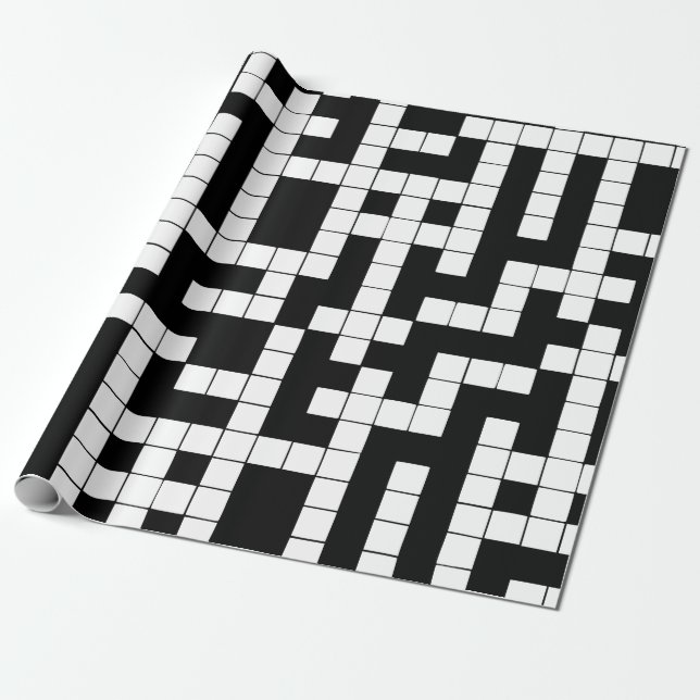Papier Cadeau Papier d'enrobage de mot croisé noir et blanc (Déroulé)