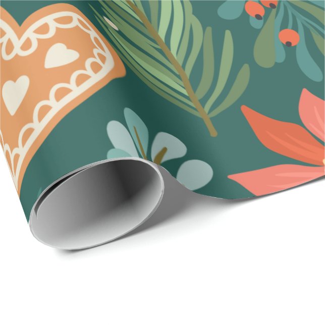 Papier Cadeau Papier d'enrobage de pain d'épices de Noël (Coin rond)