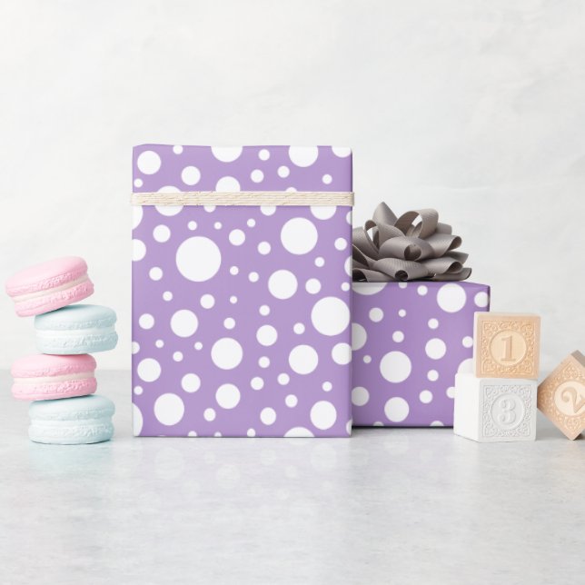 Papier Cadeau Papier d'enrobage de points violets (Baby Shower)