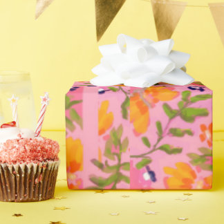 Papier Cadeau Papier d'enrobage Flamant rose en fleur - brillant