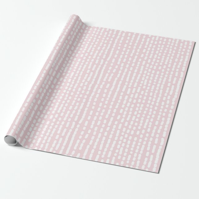 Papier Cadeau Papier d'enrobage géométrique rose et blanc à poin (Déroulé)