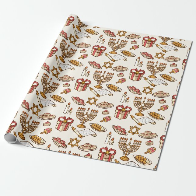 Papier Cadeau Papier d'enrobage Hanoukka (Déroulé)