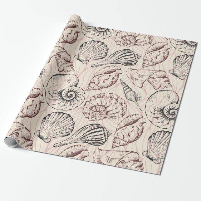 Papier Cadeau Papier d'enrobage Motif de coquillages (Déroulé)