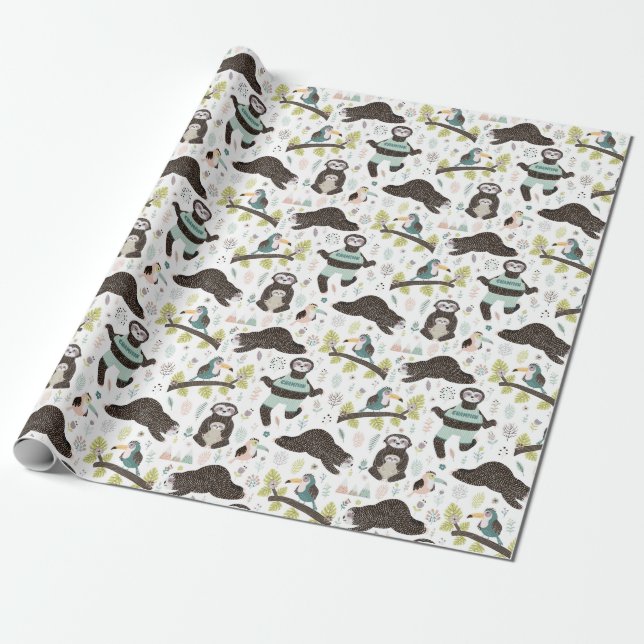 Papier Cadeau Papier d'enrobage Motif Sloth (Déroulé)