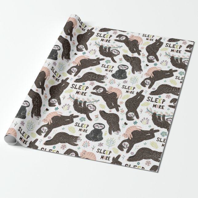 Papier Cadeau Papier d'enrobage Motif Sloth (Déroulé)