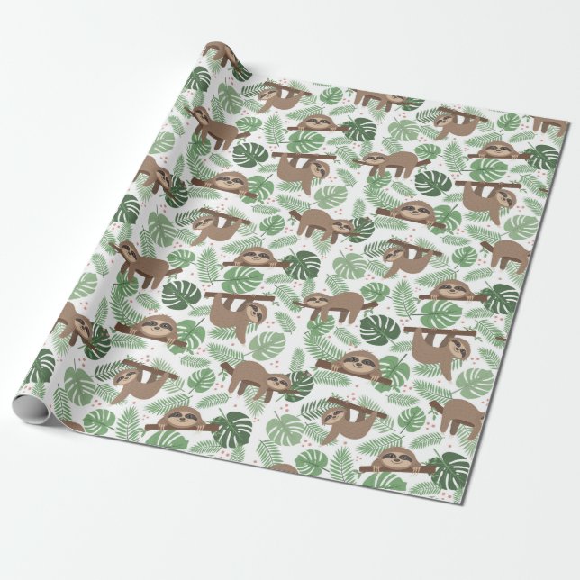 Papier Cadeau Papier d'enrobage Motif Sloth (Déroulé)