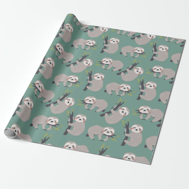 Papier Cadeau Papier d'enrobage Motif Sloth (Déroulé)