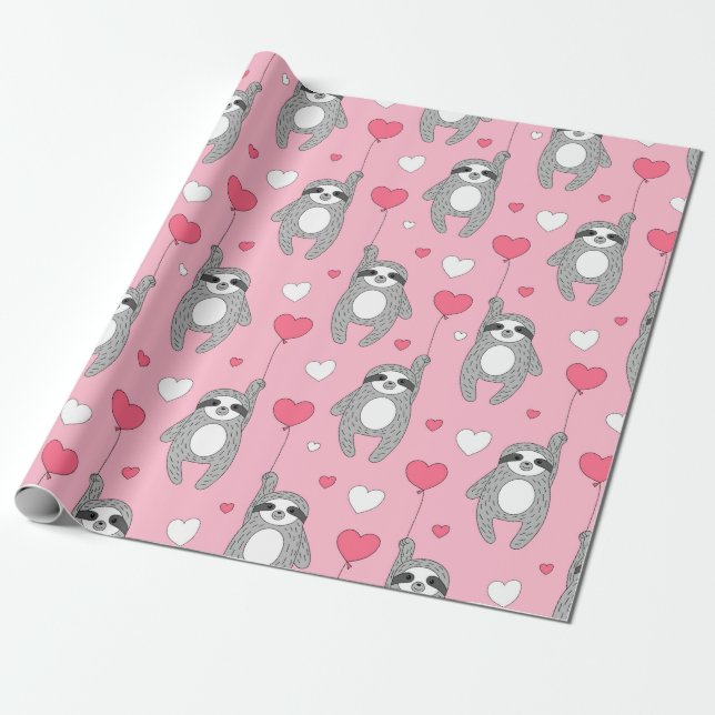 Papier Cadeau Papier d'enrobage Motif Sloth (Déroulé)