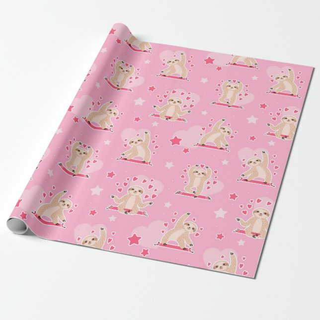 Papier Cadeau Papier d'enrobage Motif Sloth (Déroulé)