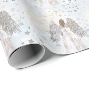 Papier Cadeau Papier d'enveloppe Angel et Etoiles