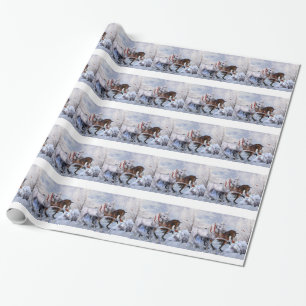 Papier Cadeau Papier d'enveloppe de cadeau de chevaux de Noël
