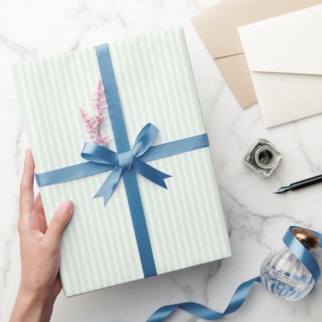 Papier Cadeau Papier d'enveloppement à bandes vert et blanc (Cadeaux)