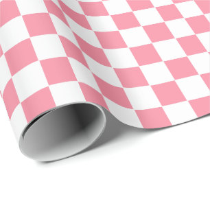 Papier Cadeau Papier d'enveloppement À damiers rose et blanc