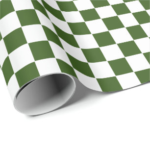 Papier Cadeau Papier d'enveloppement À damiers vert et blanc