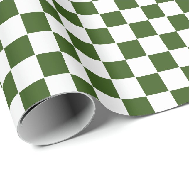 Papier Cadeau Papier d'enveloppement À damiers vert et blanc (Coin rond)