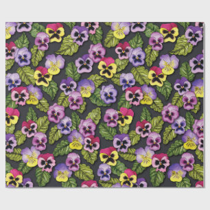 Papier Cadeau Papier d'enveloppement à fleurs de panneaux violet