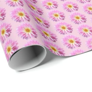 Papier Cadeau Papier d'enveloppement à fleurs rose Dahlia