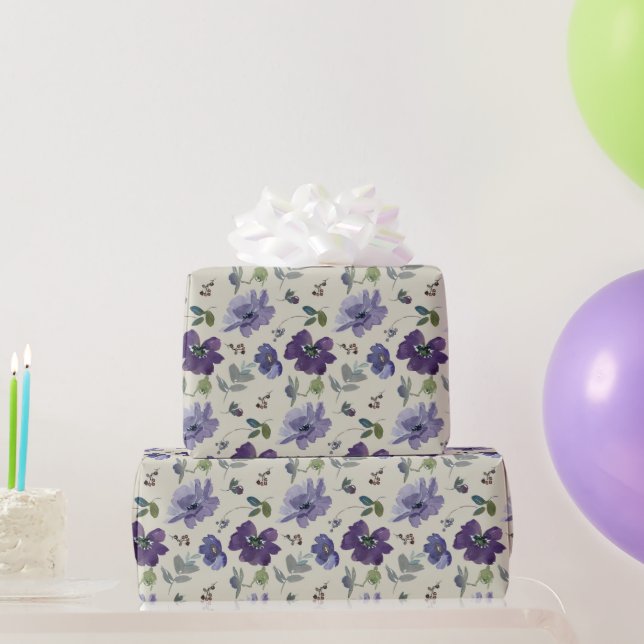 Papier Cadeau Papier d'enveloppement à l'aquarelle violet (Cadeaux de fête)