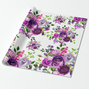 Papier Cadeau Papier d'enveloppement à Mariage floral mauve