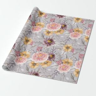 Papier Cadeau Papier d'enveloppement à motif floral